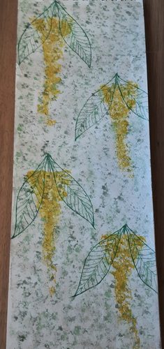 Janet S. Spring wallpaper, watercolour shimmer & pearlescent paints & watercolour pens.